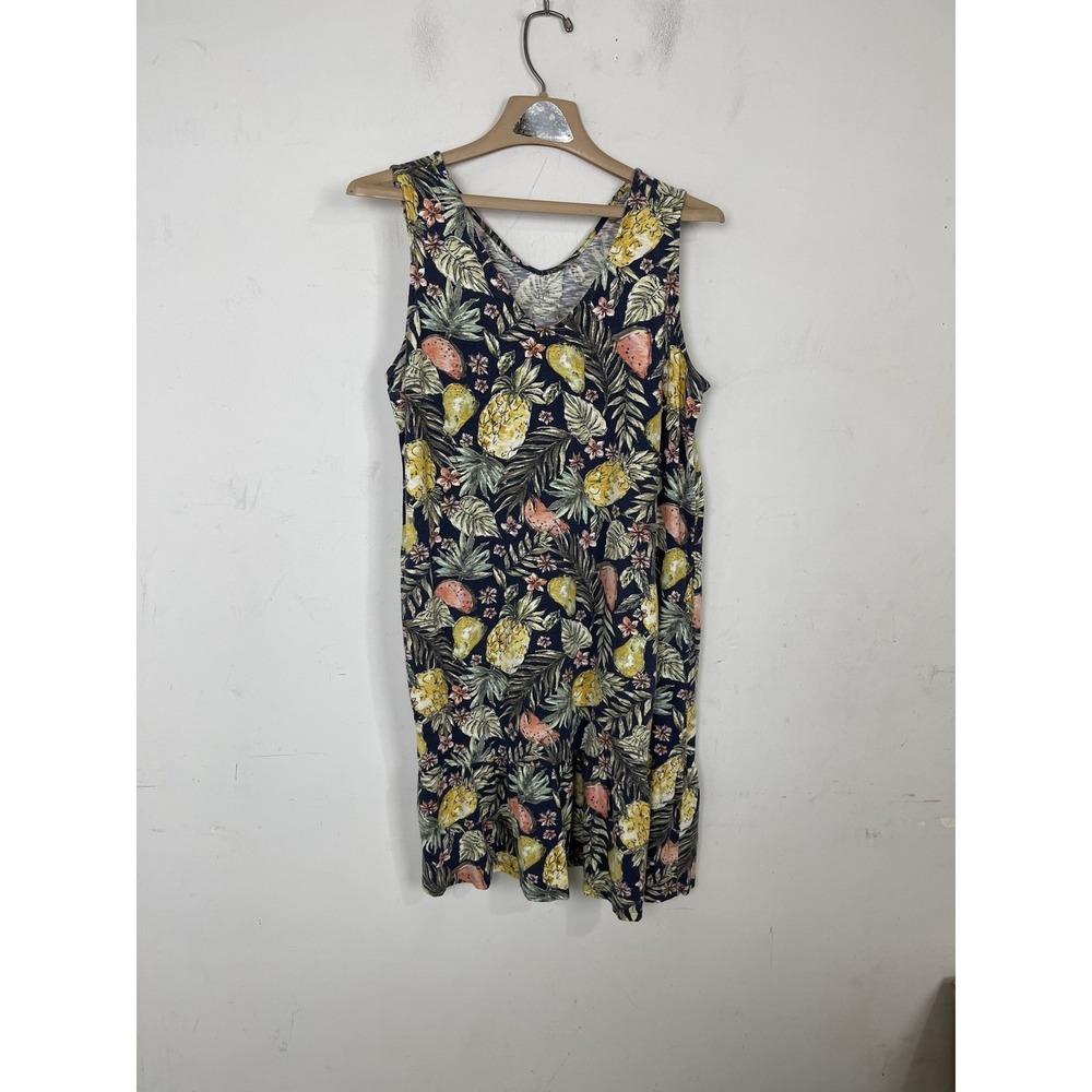 J Jill Womens Dress Small Floral Fruit Tropical‎ Travel Beach Sleeveless Mini